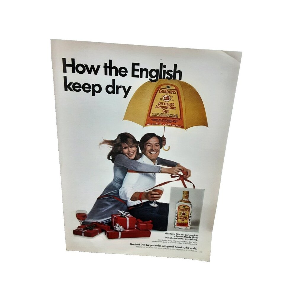 1974 Gordon’s London Dry Gin Print Ad Vintage Liquor Bar Advertising